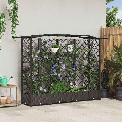 vidaXL Raised Bed with Trellis and Roof Brown 203.5 x 40 x 123 cm PP