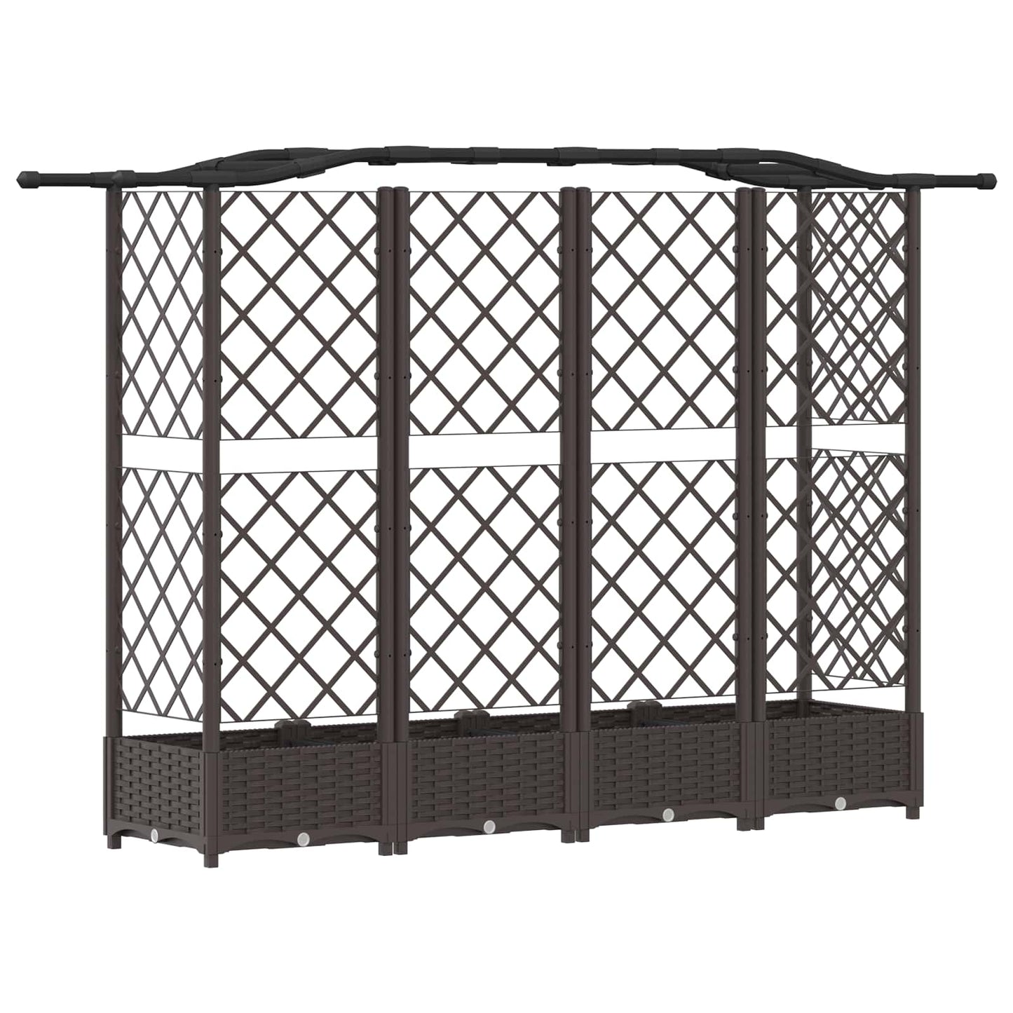 vidaXL Raised Bed with Trellis and Roof Brown 203.5 x 40 x 123 cm PP