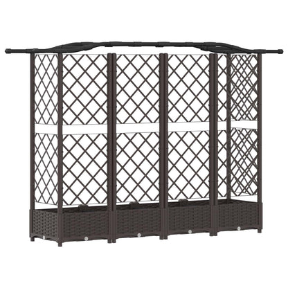 vidaXL Raised Bed with Trellis and Roof Brown 203.5 x 40 x 123 cm PP