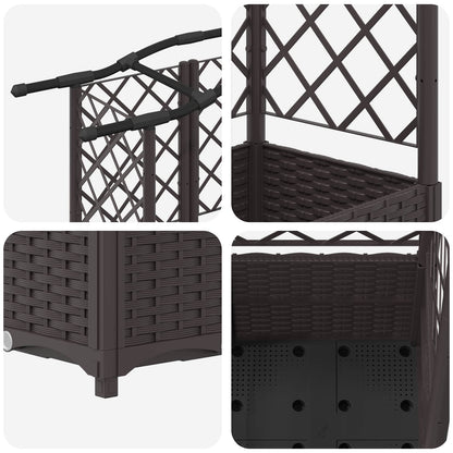 vidaXL Raised Bed with Trellis and Roof Brown 122 x 40 x 141 cm PP