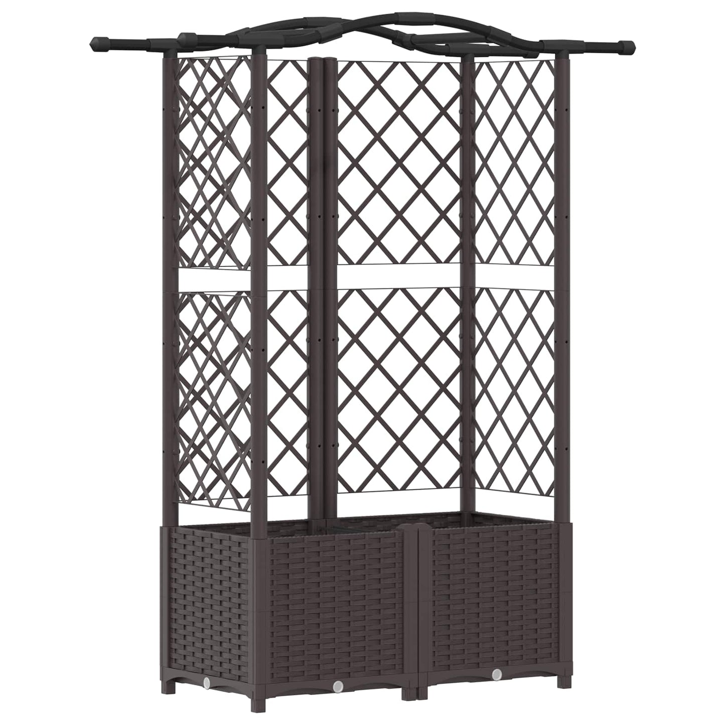 vidaXL Raised Bed with Trellis and Roof Brown 122 x 40 x 141 cm PP
