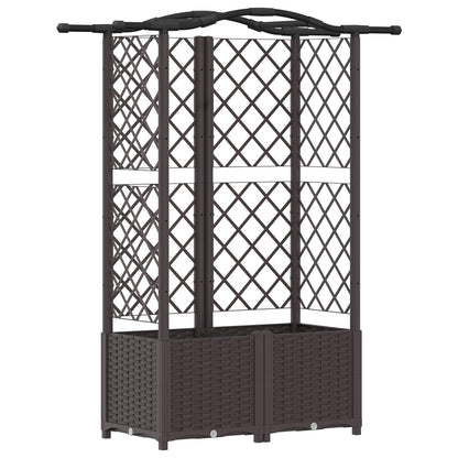 vidaXL Raised Bed with Trellis and Roof Brown 122 x 40 x 141 cm PP