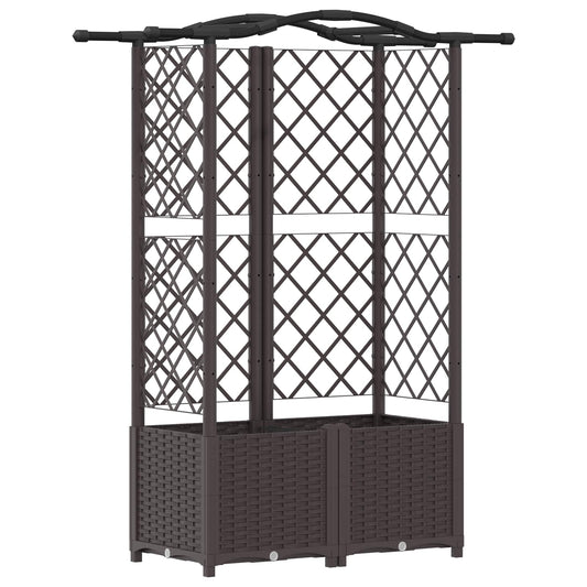 vidaXL Raised Bed with Trellis and Roof Brown 122 x 40 x 138 cm PP