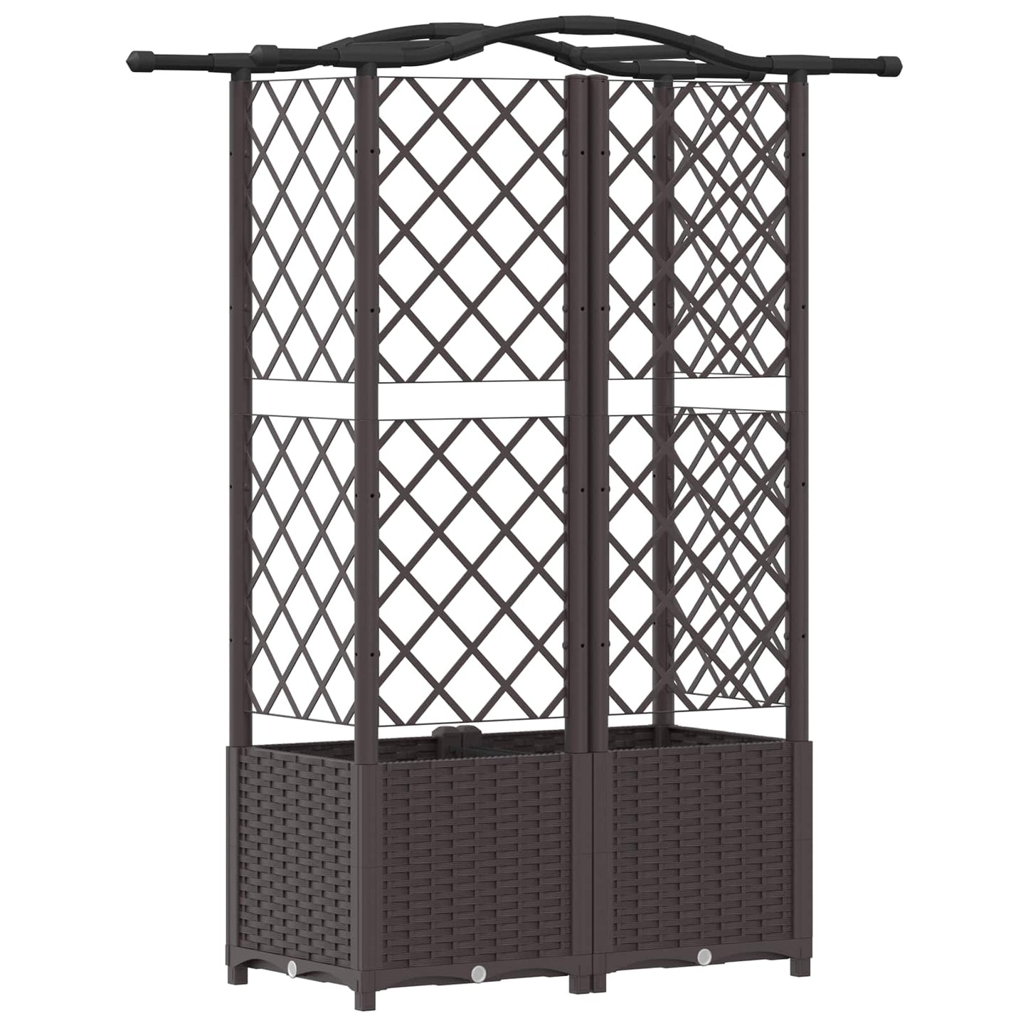 vidaXL Raised Bed with Trellis and Roof Brown 122 x 40 x 141 cm PP