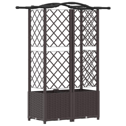 vidaXL Raised Bed with Trellis and Roof Brown 122 x 40 x 141 cm PP