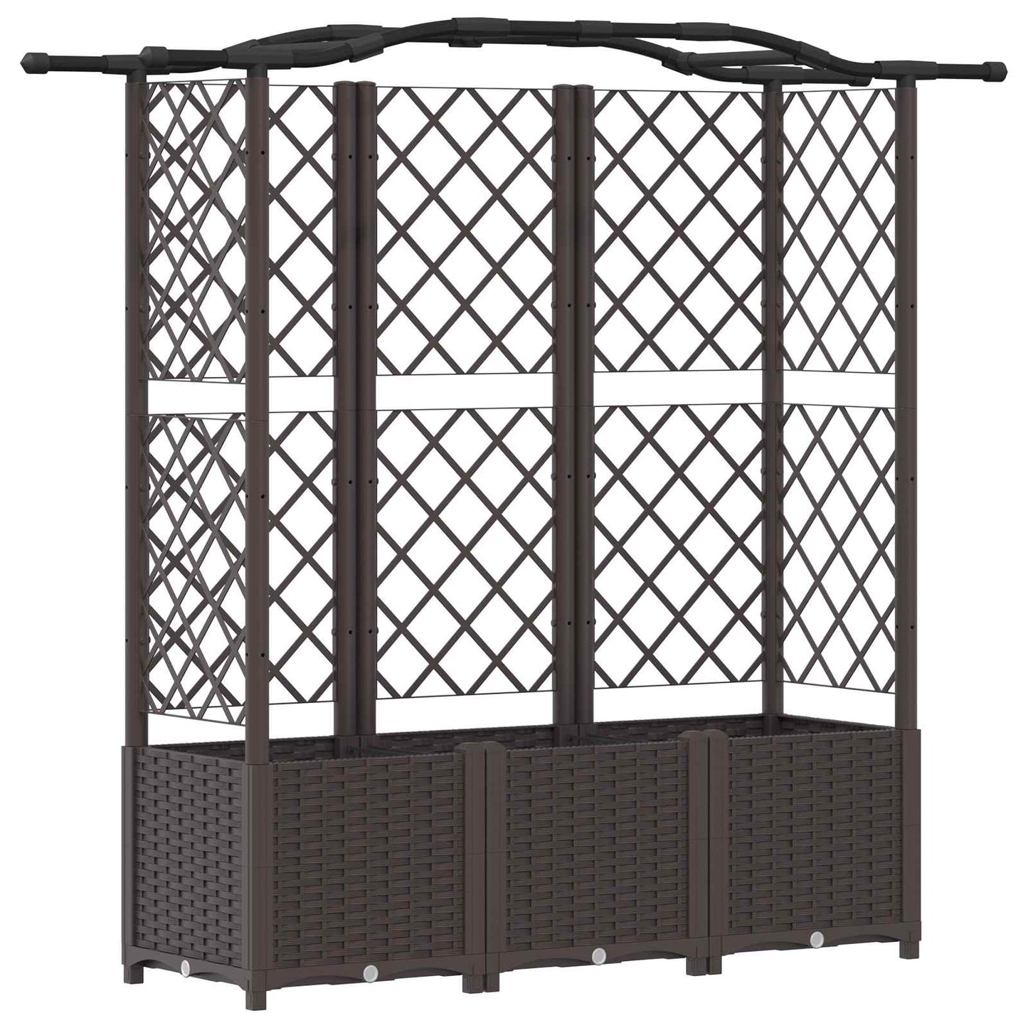 vidaXL Raised Bed with Trellis and Roof Brown 163 x 40 x 138 cm PP