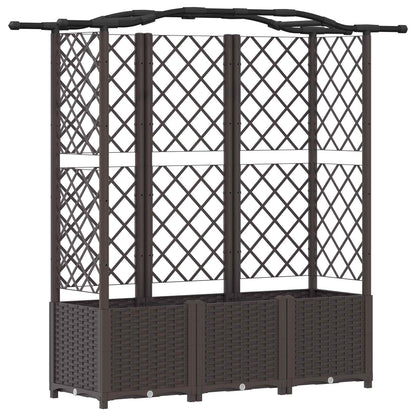vidaXL Raised Bed with Trellis and Roof Brown 163 x 40 x 138 cm PP