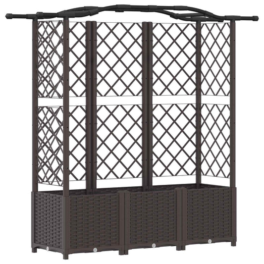 vidaXL Raised Bed with Trellis and Roof Brown 163 x 40 x 138 cm PP
