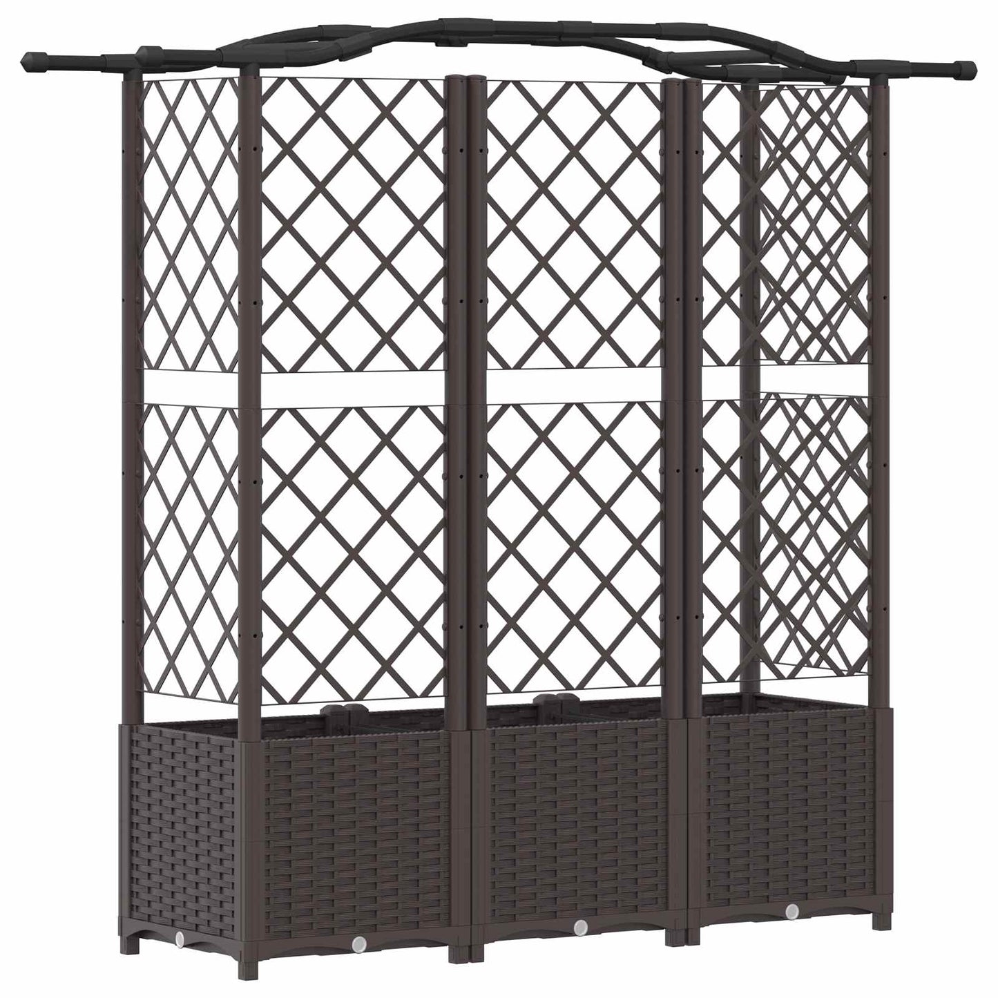 vidaXL Raised Bed with Trellis and Roof Brown 163 x 40 x 138 cm PP