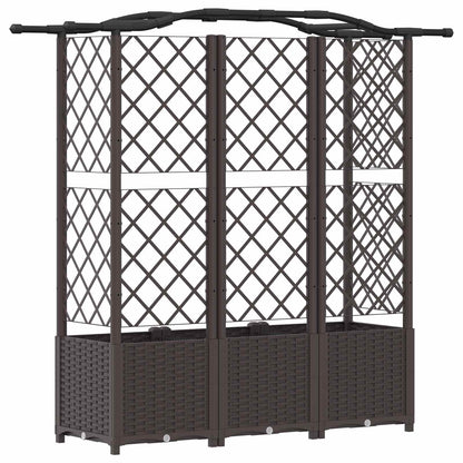 vidaXL Raised Bed with Trellis and Roof Brown 163 x 40 x 138 cm PP