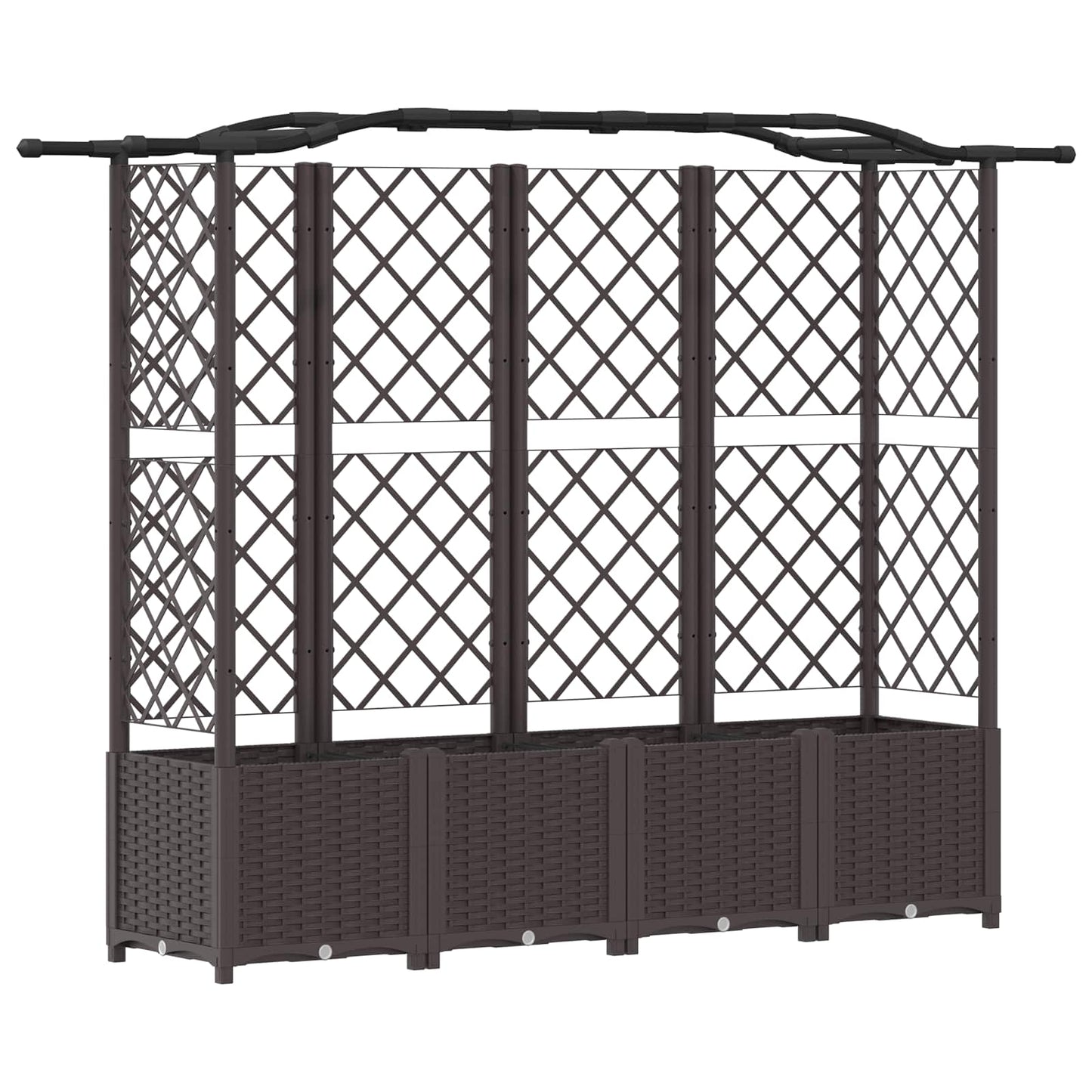 vidaXL Raised Bed with Trellis and Roof Brown 204 x 40 x 138 cm PP