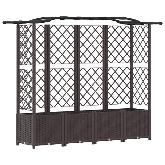 vidaXL Raised Bed with Trellis and Roof Brown 204 x 40 x 138 cm PP