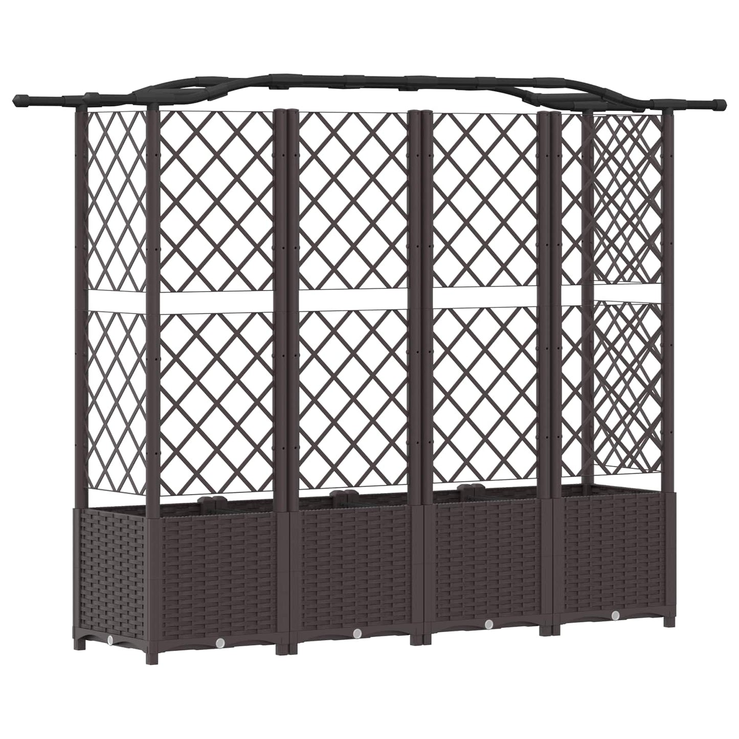 vidaXL Raised Bed with Trellis and Roof Brown 204 x 40 x 138 cm PP