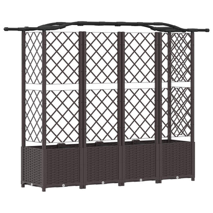 vidaXL Raised Bed with Trellis and Roof Brown 204 x 40 x 138 cm PP