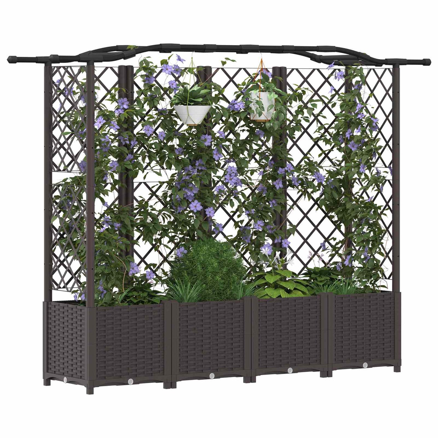 vidaXL Raised Bed with Trellis and Roof Brown 204 x 40 x 138 cm PP