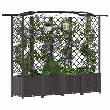 vidaXL Raised Bed with Trellis and Roof Brown 204 x 40 x 138 cm PP