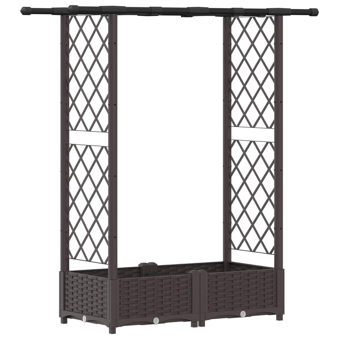vidaXL Raised Bed with Trellis and Roof Brown 122.5 x 40 x 123 cm PP