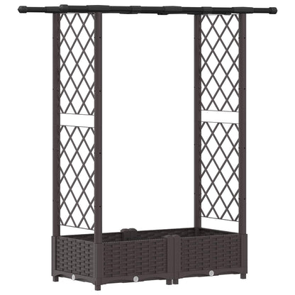 vidaXL Raised Bed with Trellis and Roof Brown 122.5 x 40 x 123 cm PP