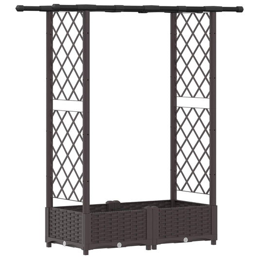 vidaXL Raised Bed with Trellis and Roof Brown 122.5 x 40 x 121 cm PP