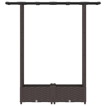 vidaXL Raised Bed with Trellis and Roof Brown 122.5 x 40 x 123 cm PP