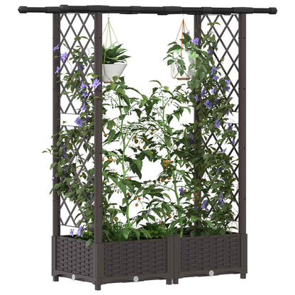 vidaXL Raised Bed with Trellis and Roof Brown 122.5 x 40 x 123 cm PP