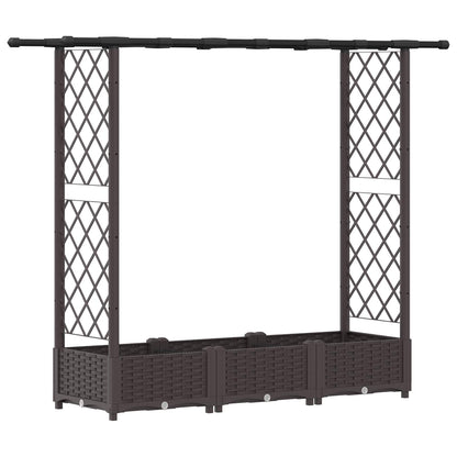 vidaXL Raised Bed with Trellis and Roof Brown 164 x 40 x 123 cm PP