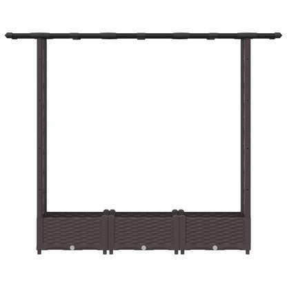 vidaXL Raised Bed with Trellis and Roof Brown 164 x 40 x 123 cm PP