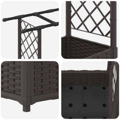 vidaXL Raised Bed with Trellis and Roof Brown 203 x 40 x 123 cm PP