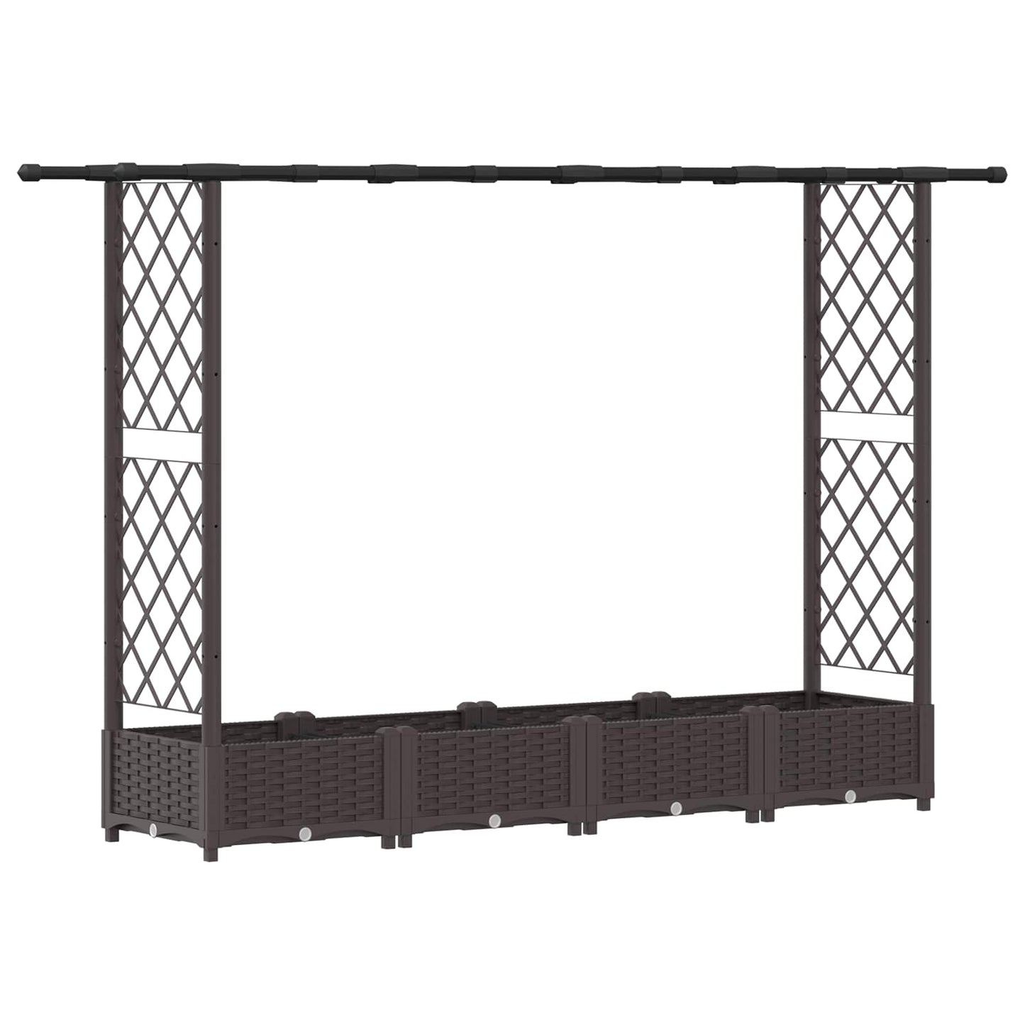 vidaXL Raised Bed with Trellis and Roof Brown 203 x 40 x 123 cm PP