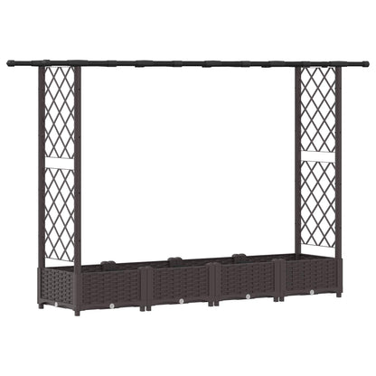 vidaXL Raised Bed with Trellis and Roof Brown 203 x 40 x 123 cm PP