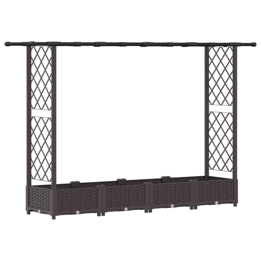 vidaXL Raised Bed with Trellis and Roof Brown 203 x 40 x 121 cm PP