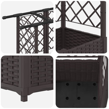 vidaXL Raised Bed with Trellis and Roof Brown 124.5 x 40 x 138 cm PP