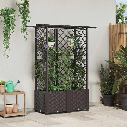 vidaXL Raised Bed with Trellis and Roof Brown 124.5 x 40 x 138 cm PP