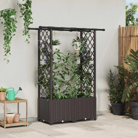 vidaXL Raised Bed with Trellis and Roof Brown 124.5 x 40 x 136 cm PP