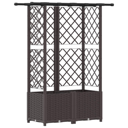 vidaXL Raised Bed with Trellis and Roof Brown 124.5 x 40 x 138 cm PP
