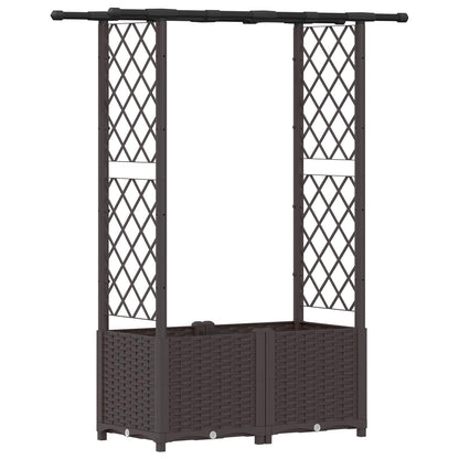 vidaXL Raised Bed with Trellis and Roof Brown 124.5 x 40 x 136 cm PP