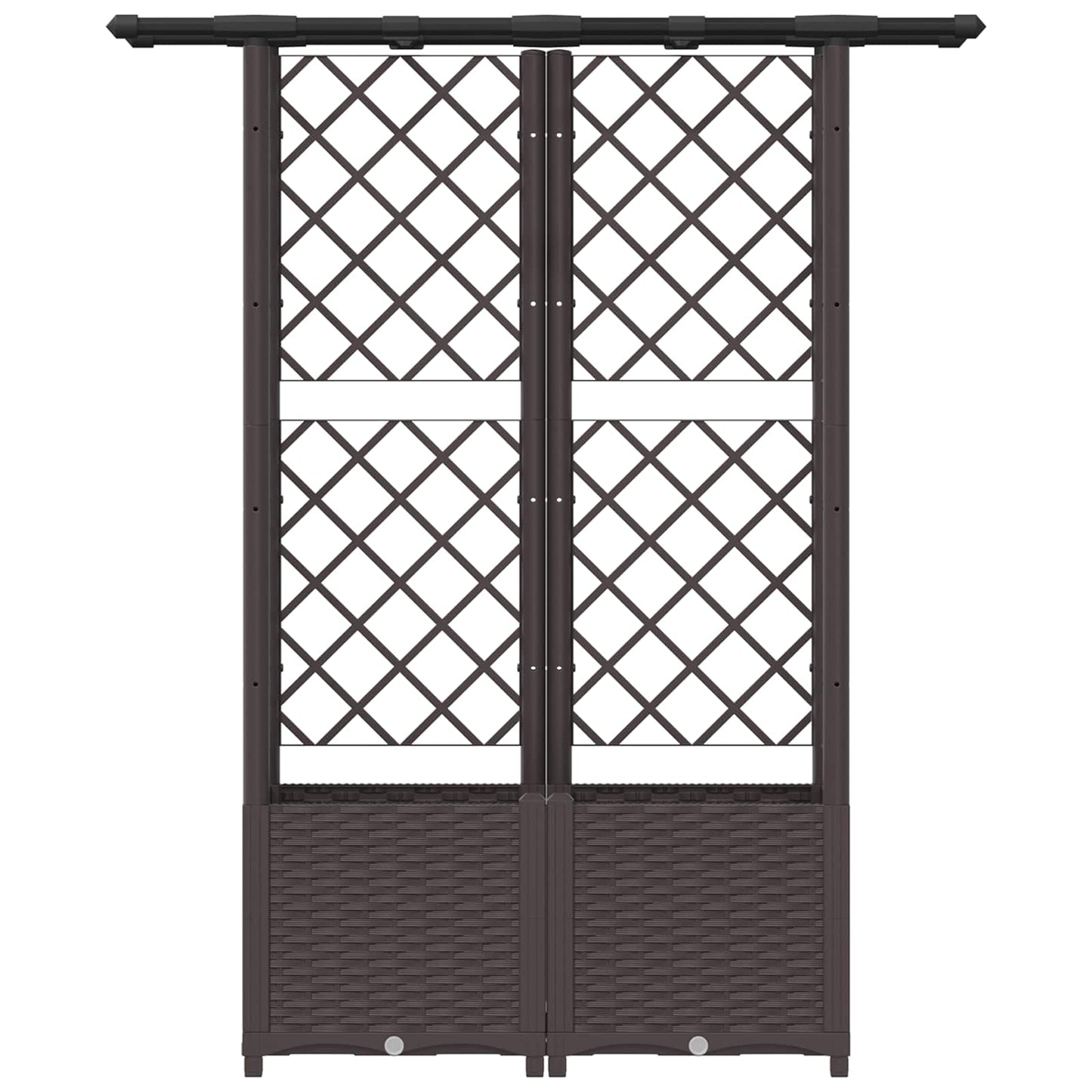 vidaXL Raised Bed with Trellis and Roof Brown 124.5 x 40 x 138 cm PP