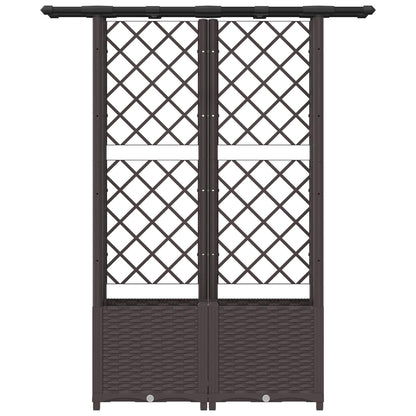 vidaXL Raised Bed with Trellis and Roof Brown 124.5 x 40 x 138 cm PP