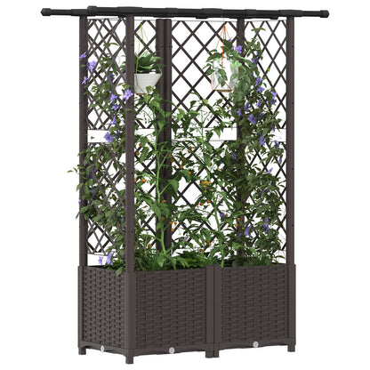 vidaXL Raised Bed with Trellis and Roof Brown 124.5 x 40 x 138 cm PP
