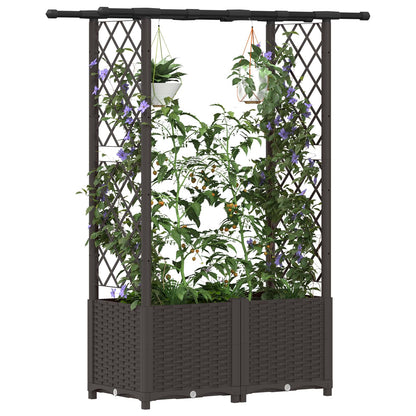vidaXL Raised Bed with Trellis and Roof Brown 124.5 x 40 x 136 cm PP