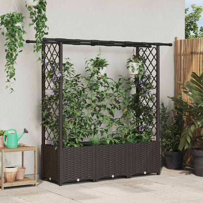 vidaXL Raised Bed with Trellis and Roof Brown 162.5 x 40 x 136 cm PP