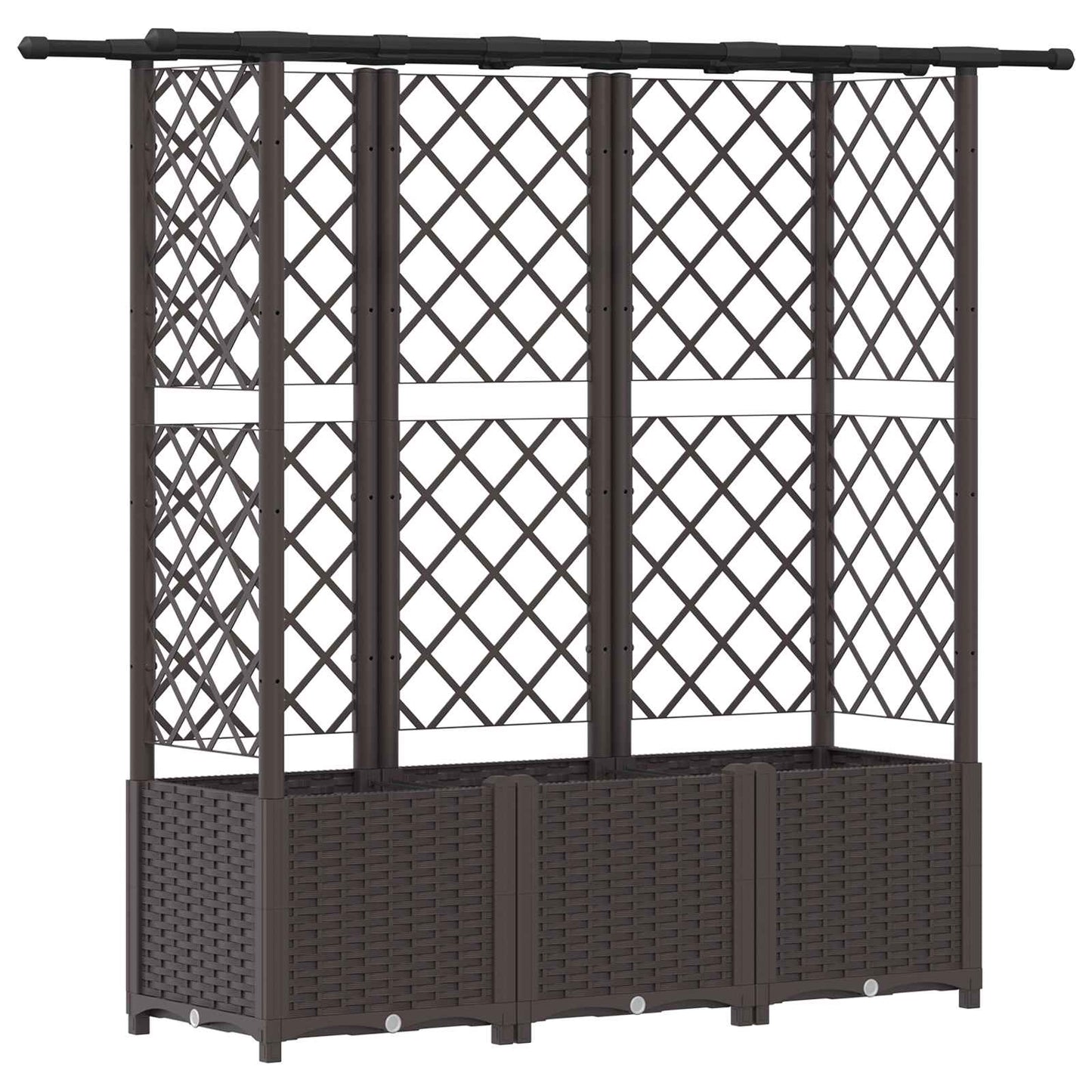 vidaXL Raised Bed with Trellis and Roof Brown 162.5 x 40 x 138 cm PP
