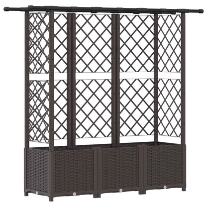 vidaXL Raised Bed with Trellis and Roof Brown 162.5 x 40 x 138 cm PP