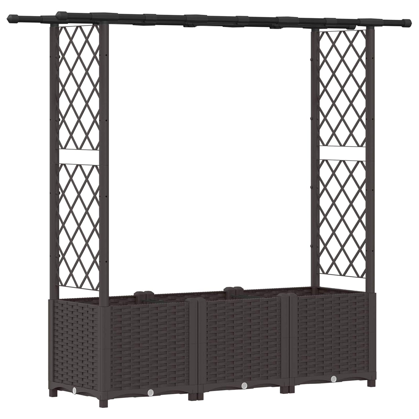 vidaXL Raised Bed with Trellis and Roof Brown 162.5 x 40 x 136 cm PP