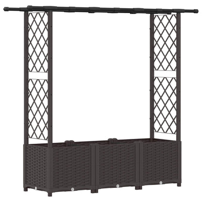 vidaXL Raised Bed with Trellis and Roof Brown 162.5 x 40 x 136 cm PP