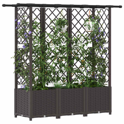 vidaXL Raised Bed with Trellis and Roof Brown 162.5 x 40 x 138 cm PP