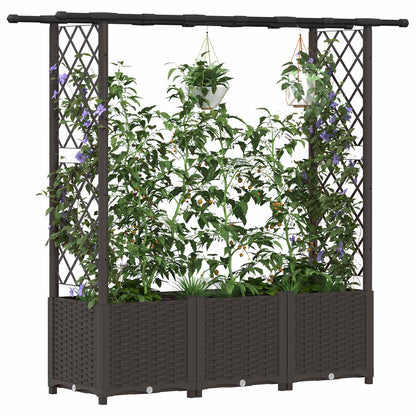 vidaXL Raised Bed with Trellis and Roof Brown 162.5 x 40 x 136 cm PP