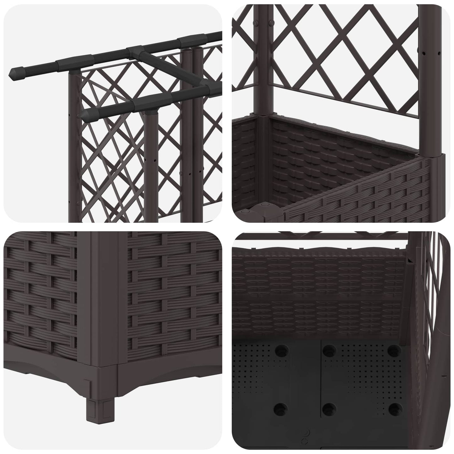 vidaXL Raised Bed with Trellis and Roof Brown 203 x 40 x 138 cm PP