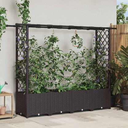 vidaXL Raised Bed with Trellis and Roof Brown 203 x 40 x 136 cm PP