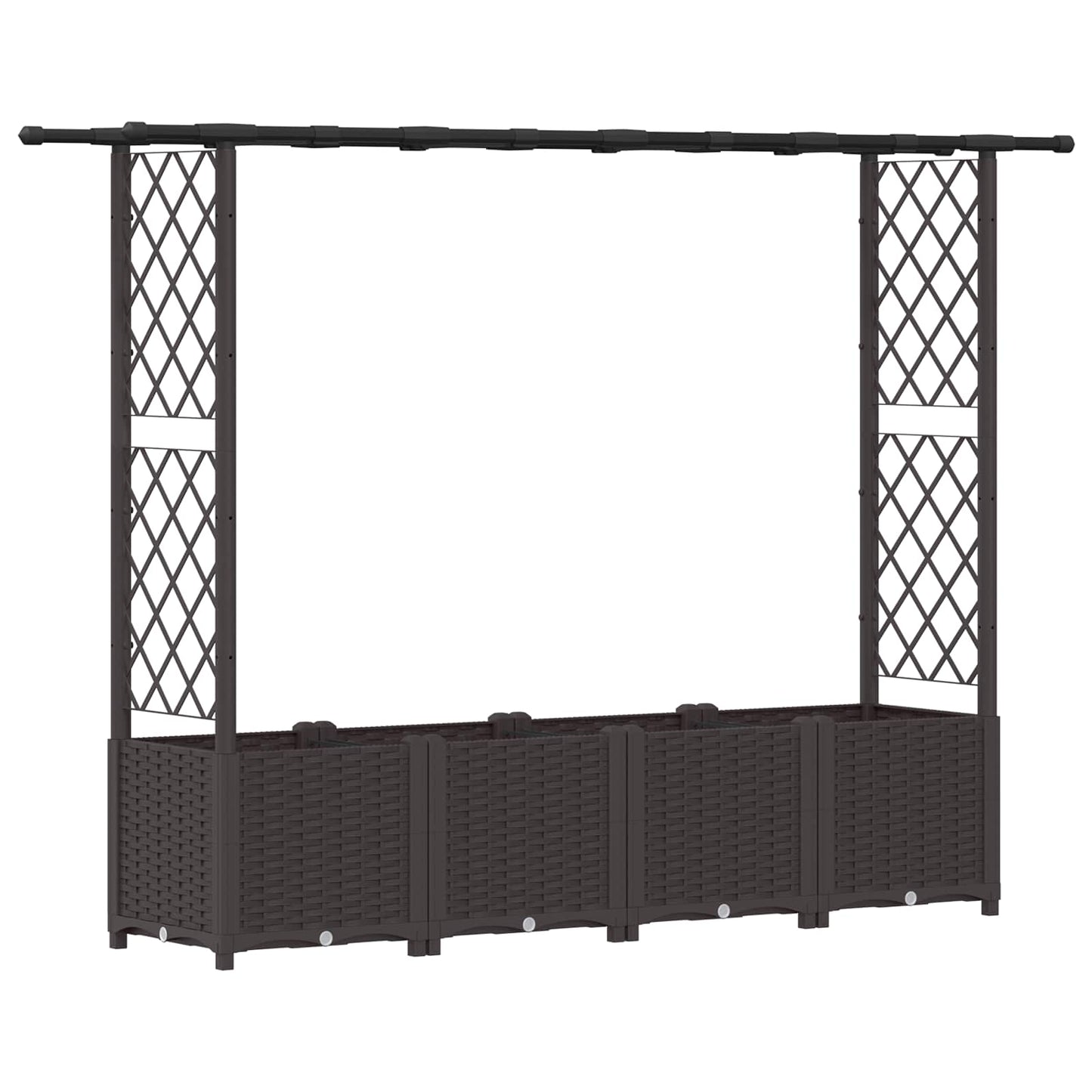 vidaXL Raised Bed with Trellis and Roof Brown 203 x 40 x 136 cm PP